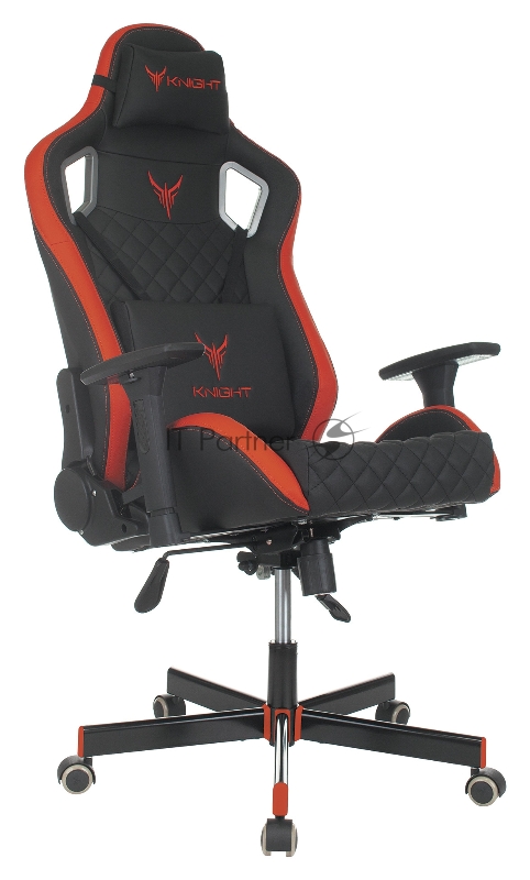 Кресло игровое Knight OUTRIDER черный/красный ромбик эко.кожа с подголов. крестовина металл