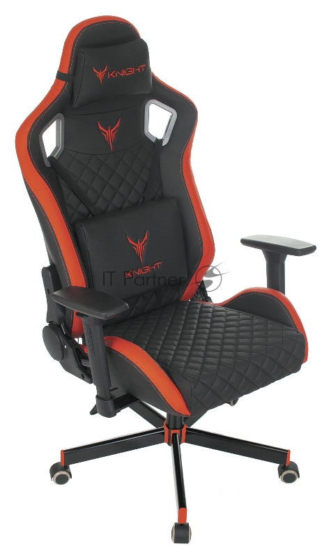 Кресло игровое Knight OUTRIDER черный/красный ромбик эко.кожа с подголов. крестовина металл