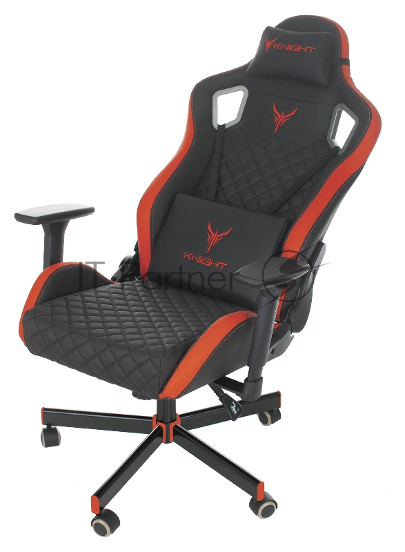 Кресло игровое Knight OUTRIDER черный/красный ромбик эко.кожа с подголов. крестовина металл