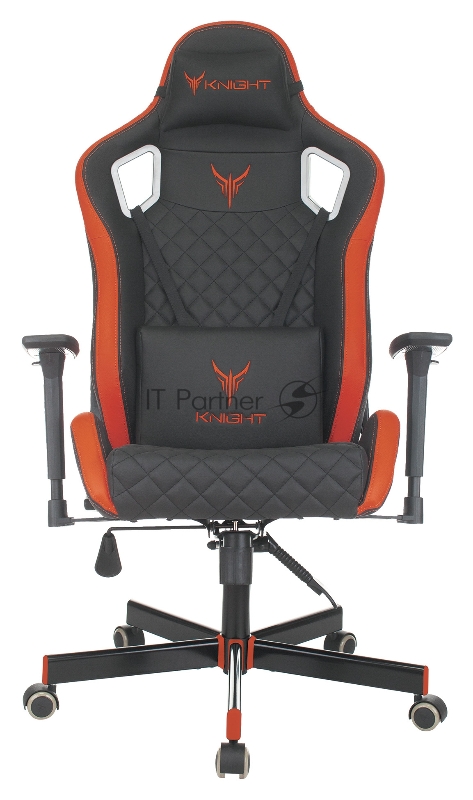Кресло игровое Knight OUTRIDER черный/красный ромбик эко.кожа с подголов. крестовина металл