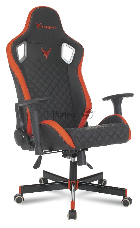Кресло игровое Knight OUTRIDER черный/красный ромбик эко.кожа с подголов. крестовина металл