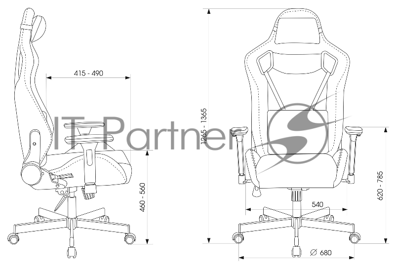 Кресло игровое Knight OUTRIDER черный/красный ромбик эко.кожа с подголов. крестовина металл