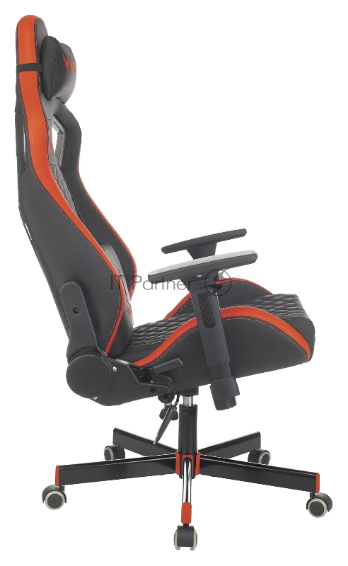 Кресло игровое Knight OUTRIDER черный/красный ромбик эко.кожа с подголов. крестовина металл