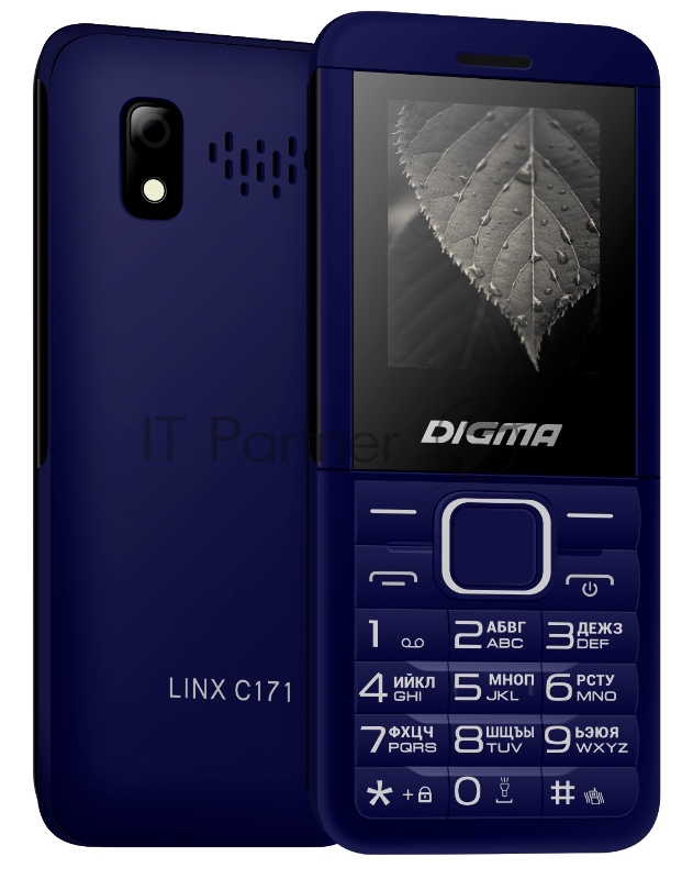 Мобильный телефон Digma C171 Linx 32Mb темно-синий моноблок 2Sim 1.77 128x160 0.08Mpix GSM900/1800 FM microSD max32Gb