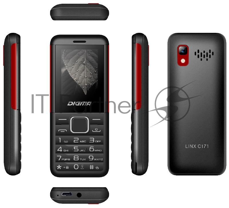 Мобильный телефон Digma C171 Linx 32Mb черный моноблок 2Sim 1.77 128x160 0.08Mpix GSM900/1800 FM microSD max32Gb