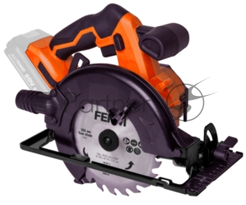 Аккумуляторная циркулярная пила FERM CSM1049 Li-Ion 20 В Компл Solo (без акк. батареи и ЗУ), глубина реза 45 мм., диаметр диска 165 мм., диаметр посадочного отверстия 16 мм, переключатель блокировки, регулировка глубины реза, регулировка угла наклона