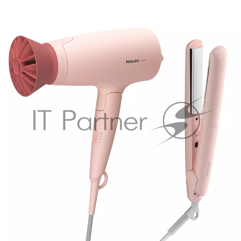 Прибор для укладки волос Philips набор фен + выпрямитель. Цвет розовый