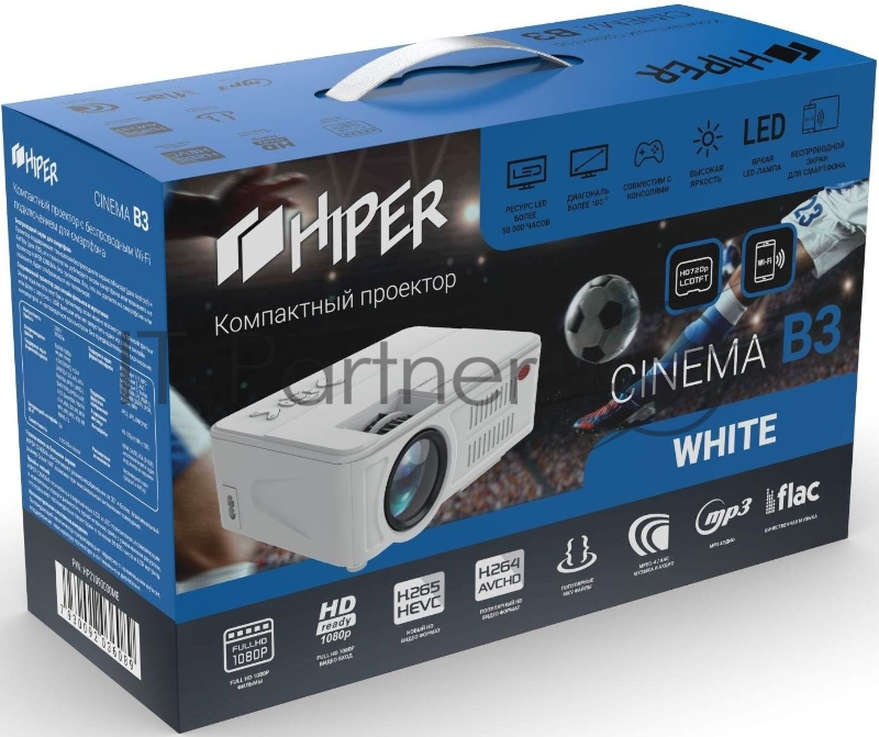 Проектор Hiper Cinema B3 LCD 3700Lm (1280x720) 2000:1 ресурс лампы:50000часов 2xUSB typeA 1xHDMI 1кг