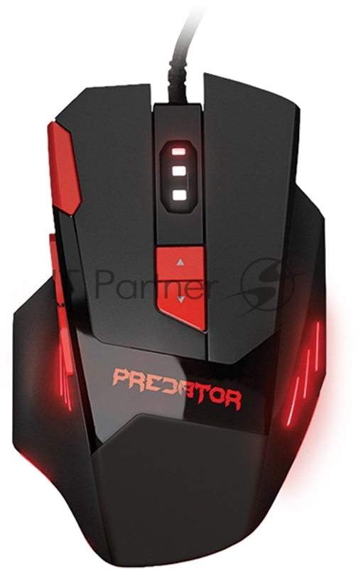 Игровая Мышь Qumo Predator M80, проводная, оптическая, 8 кнопок, прогр., подсветка 4 цвета 1200/1600/2400/3200 dpi