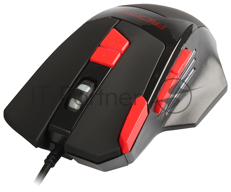 Игровая Мышь Qumo Predator M80, проводная, оптическая, 8 кнопок, прогр., подсветка 4 цвета 1200/1600/2400/3200 dpi