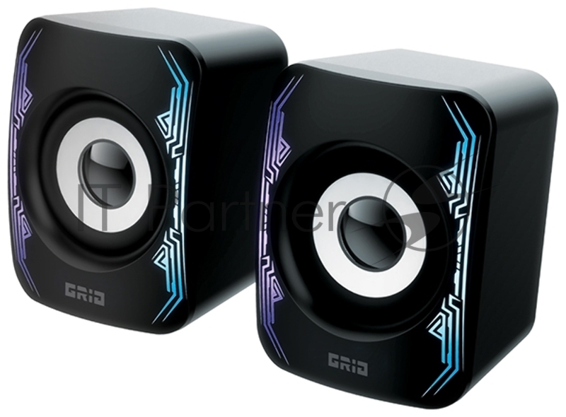 Колонки 2.0 GRID AS009, 10 ВТ, объемное звучание, RGB подсветка, USB+Jack 3,5мм