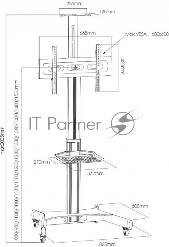 Подставка для телевизора Arm Media PT-STAND-11 черный 32-65 макс.40кг напольный фиксированный