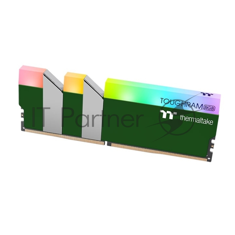 Модуль памяти 16GB Thermaltake DDR4 3600 DIMM TOUGHRAM RGB Racing Green Gaming Memory RG28D408GX2-3600C18A Non-ECC, CL18, 1.35V, Heat Shield, XMP 2.0, Kit (2x8GB), RTL (528825)