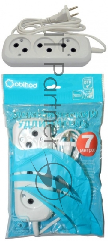 Сетевой удлинитель Obihod/ОБИХОД РС-3 без з/м 3*7м ( ШВВП ) (50) 150-507