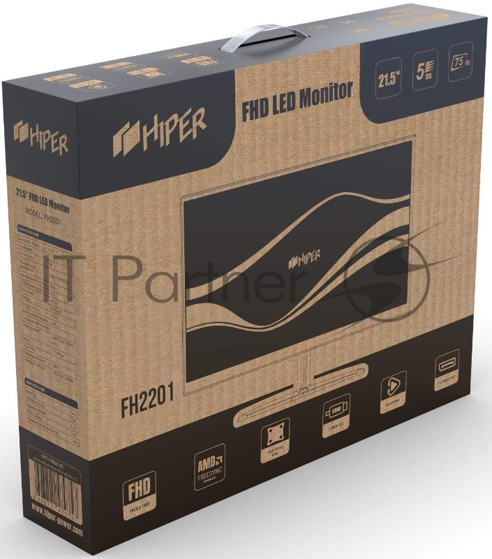Монитор Hiper 21.5 EasyView FH2201 черный TN LED 5ms 16:9 HDMI матовая 1000:1 250cd 170гр/160гр 1920x1080 DisplayPort FHD 2.85кг