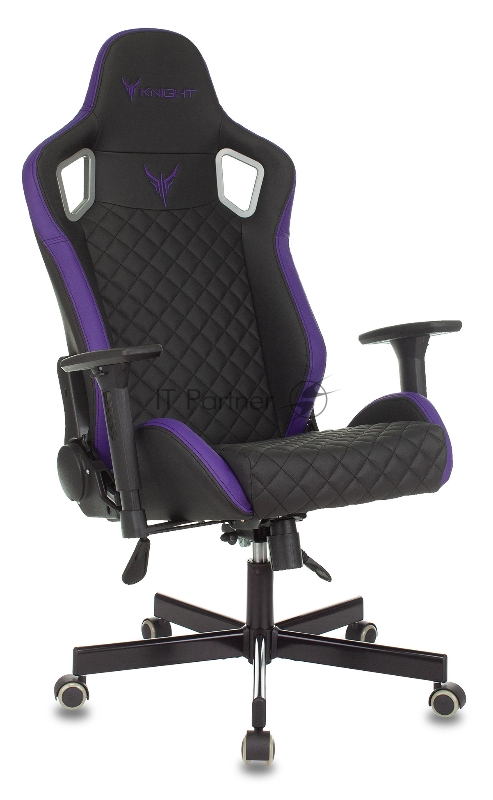 Кресло игровое Knight OUTRIDER черный/фиолетовый ромбик эко.кожа с подголов. крестовина металл