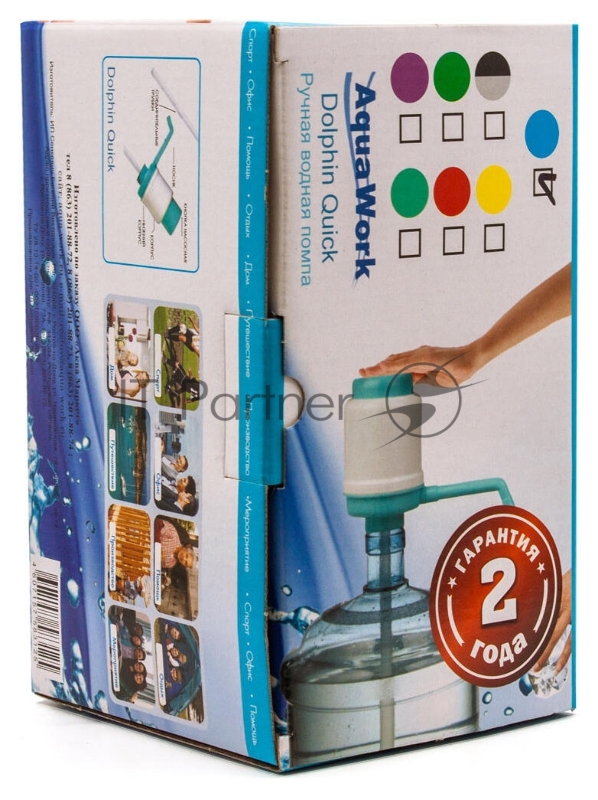 Помпа для 19л бутыли Aqua Work Дельфин Квик механический голубой/белый