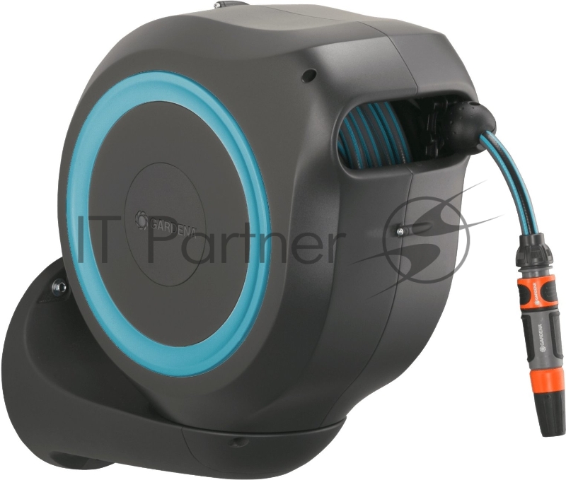 Катушка для шланга Gardena RollUp M инерционная черный/голубой шланг в компл. 20м (18610-32.000.00)