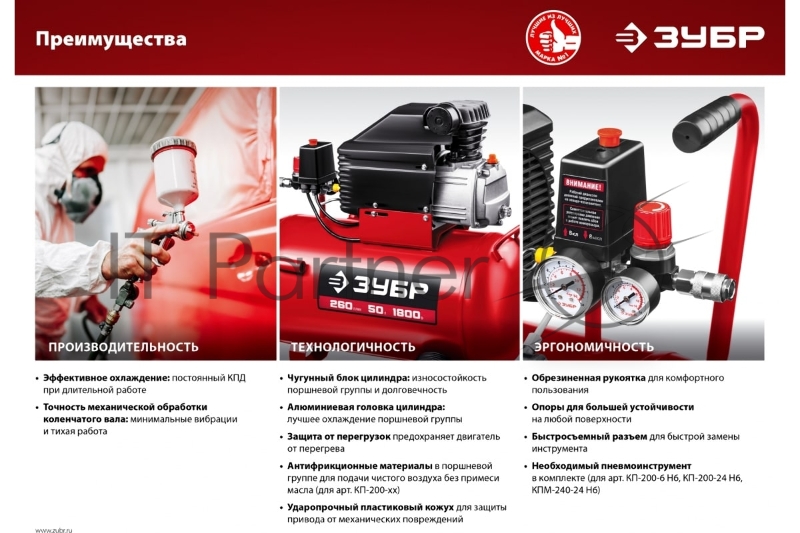 Компрессор воздушный безмасляный, 200 л/мин, 24 л, 1500 Вт, ЗУБР