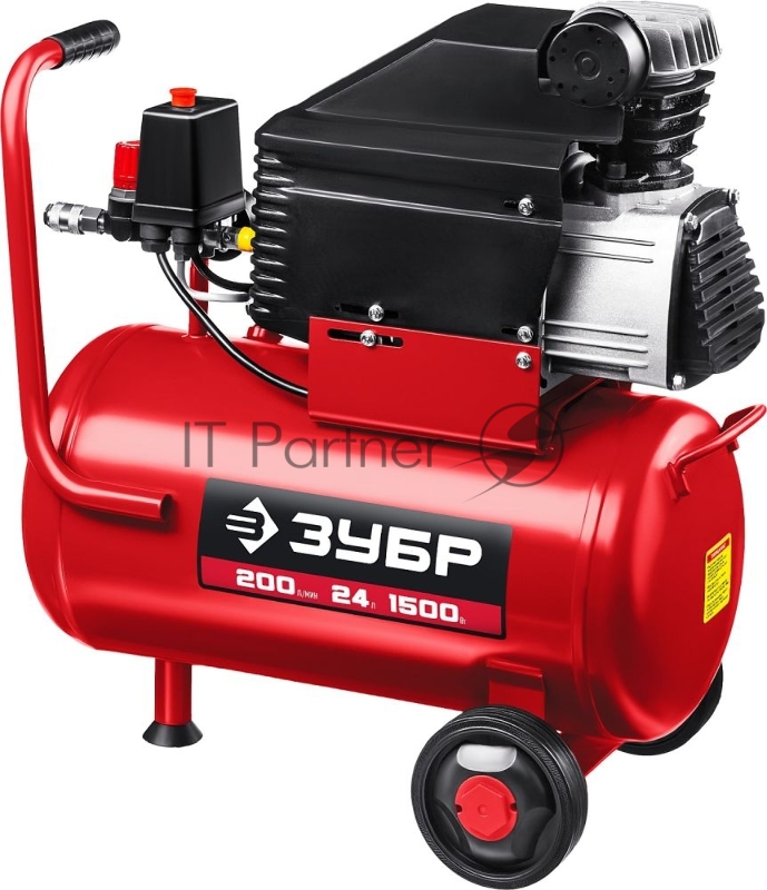 Компрессор воздушный безмасляный, 200 л/мин, 24 л, 1500 Вт, ЗУБР