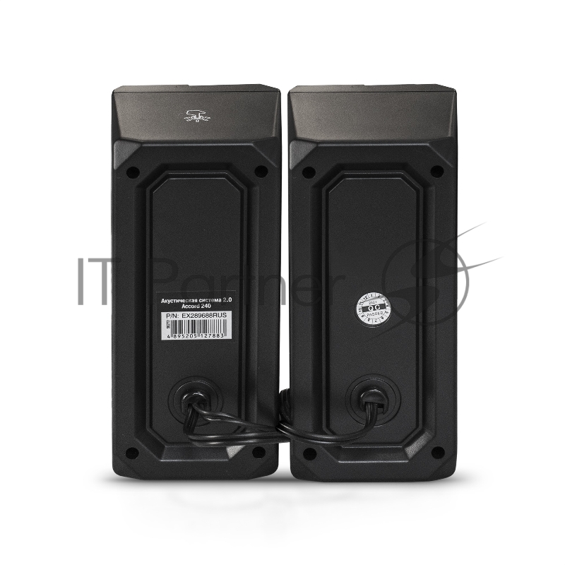 Акустическая система 2.0 ExeGate EX289688RUS Accord 240 (питание USB, 2х3Вт (6Вт RMS), 60-20000Гц, цвет черный, RGB подсветка)