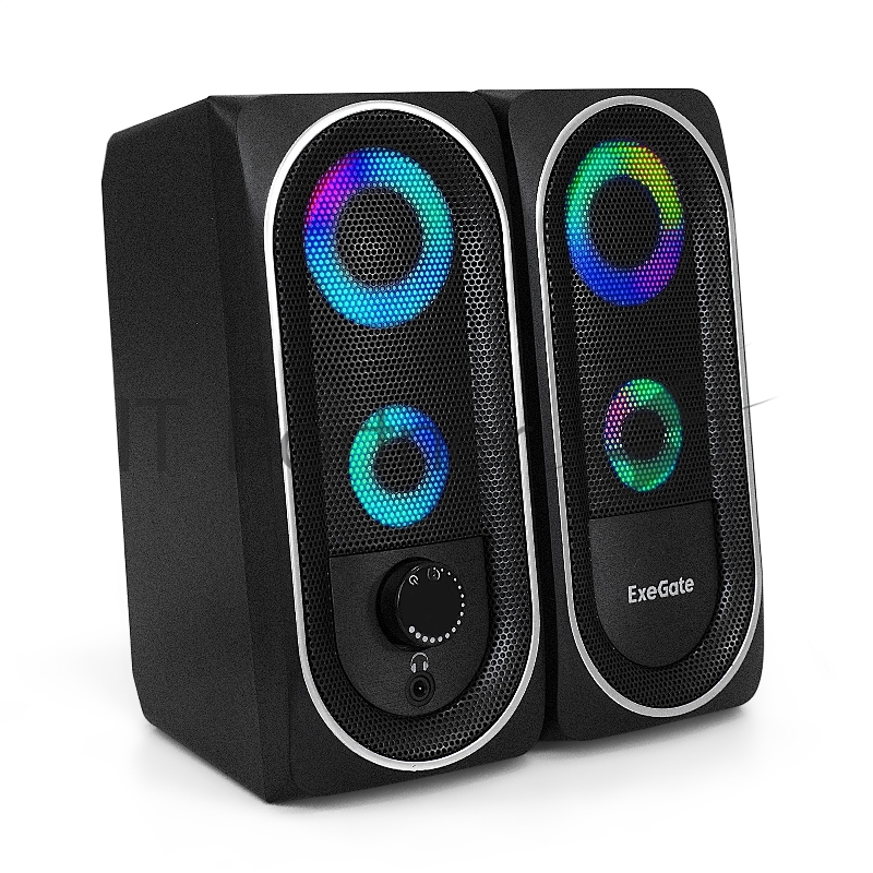 Акустическая система 2.0 ExeGate EX289686RUS Accord 220 (питание USB, 2х3Вт (6Вт RMS), 60-20000Гц, цвет черный, RGB подсветка)