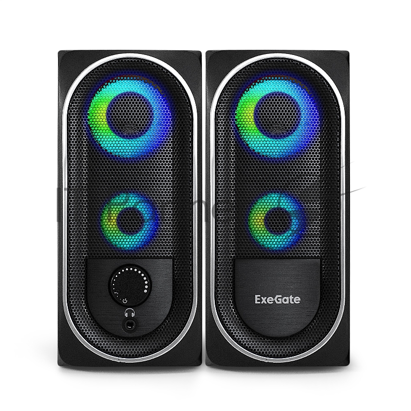 Акустическая система 2.0 ExeGate EX289686RUS Accord 220 (питание USB, 2х3Вт (6Вт RMS), 60-20000Гц, цвет черный, RGB подсветка)