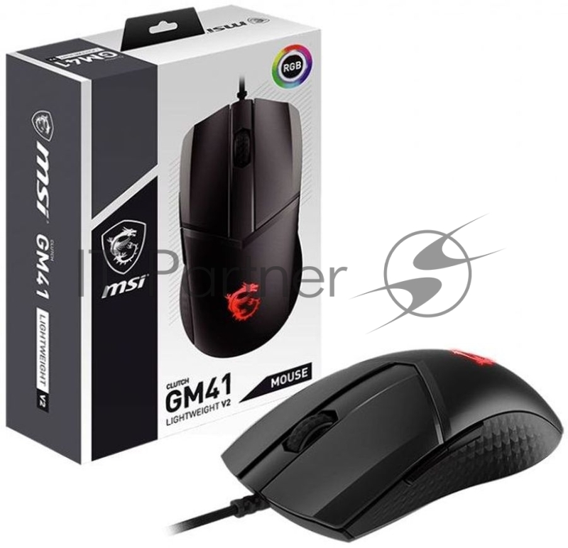 Мышь MSI Clutch GM41 Lightweight V2 черный оптическая (16000dpi) беспроводная USB2.0