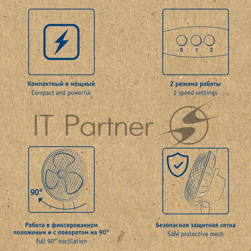 Вентилятор настольный Scarlett SC-DF111S19 30Вт скоростей:2 белый/голубой