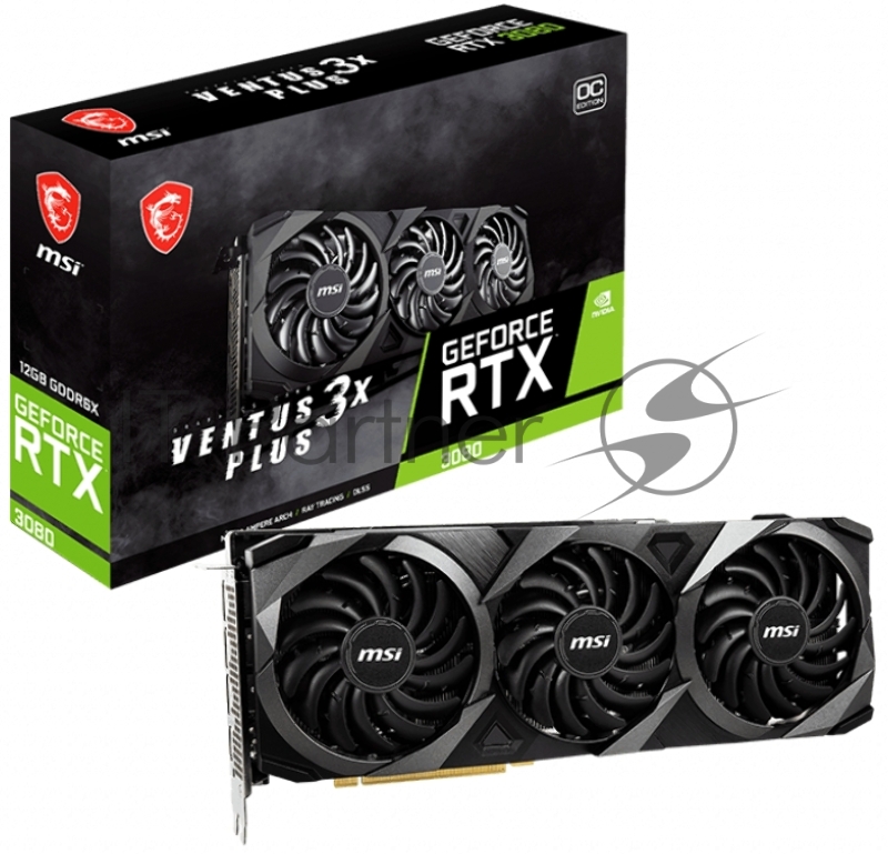 Видеокарта MSI RTX3080 VENTUS 3X PLUS 12GB OC GDDR6X 384-bit HDMI 3xDP LHR