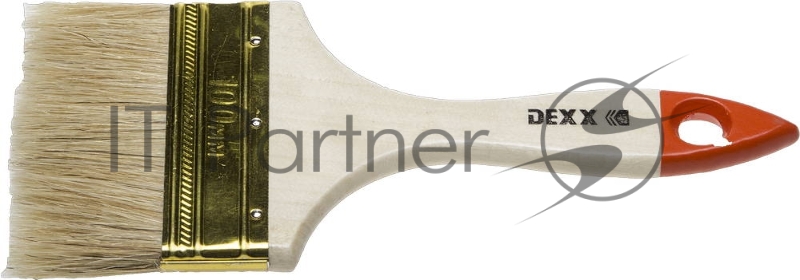 Кисть флейцевая DEXX, деревянная ручка, натуральная щетина, индивидуальная упаковка, 100мм