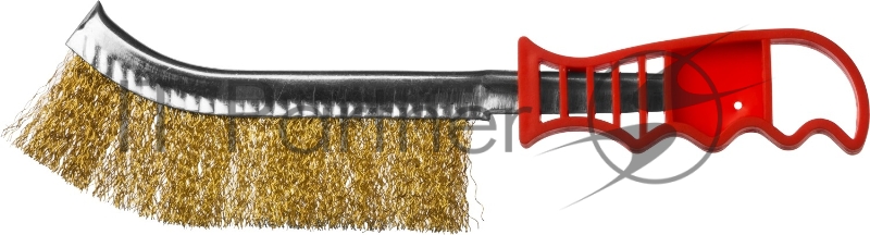 Щетка ручная с пластмассовой ручкой, однорядная, витая стальная латунированная проволока 0,3 мм, MIRAX 35112-1