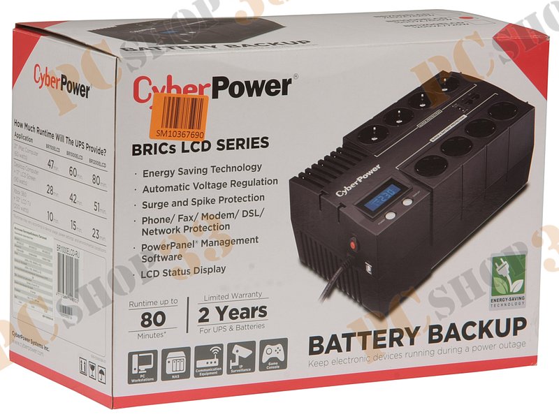 ИБП (UPS) 1000ВА CyberPower BR1000ELCD, черный (USB)