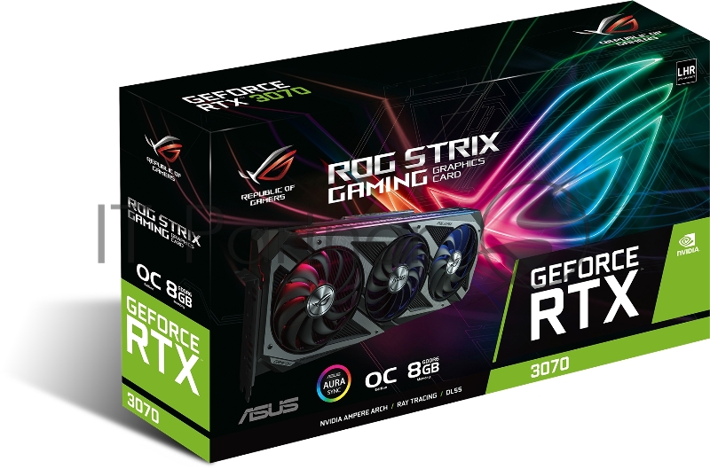 Видеокарта Asus ROG-STRIX-RTX3070-O8G-V2-GAMING LHR NVIDIA GeForce RTX 3070 8192Mb 256 GDDR6 1905/14000/HDMIx2/DPx3/HDCP Ret