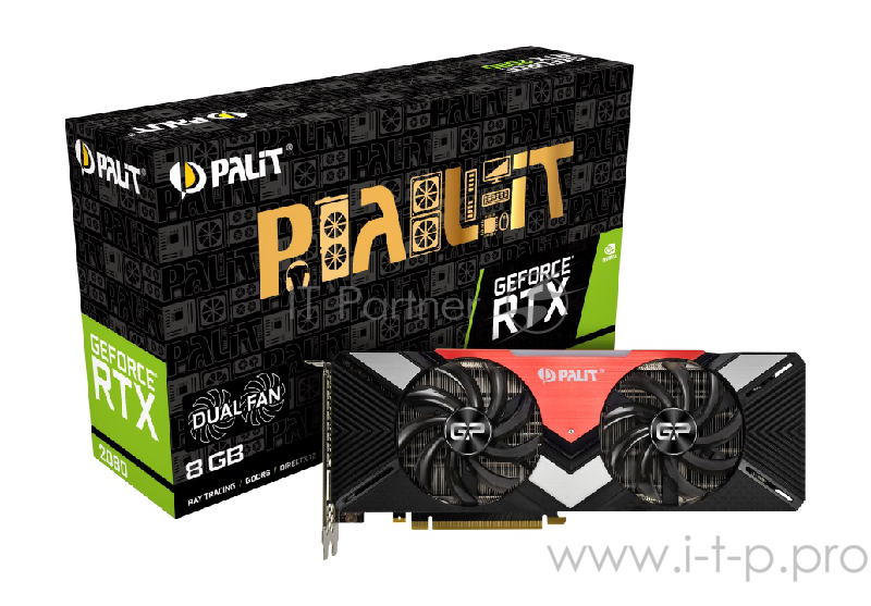 Видеокарта Palit GeForce RTX 2080 Dual 8ГБ (GeForce RTX 2080, DDR6, HDMI, 3xDP, USB-C) (PCI-E)