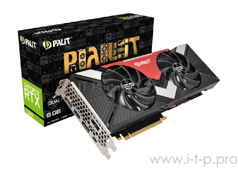 Видеокарта Palit GeForce RTX 2080 Dual 8ГБ (GeForce RTX 2080, DDR6, HDMI, 3xDP, USB-C) (PCI-E)