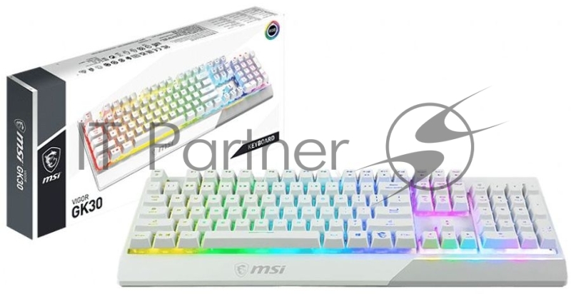 Клавиатура MSI Vigor GK30 белый USB Multimedia for gamer LED (подставка для запястий)