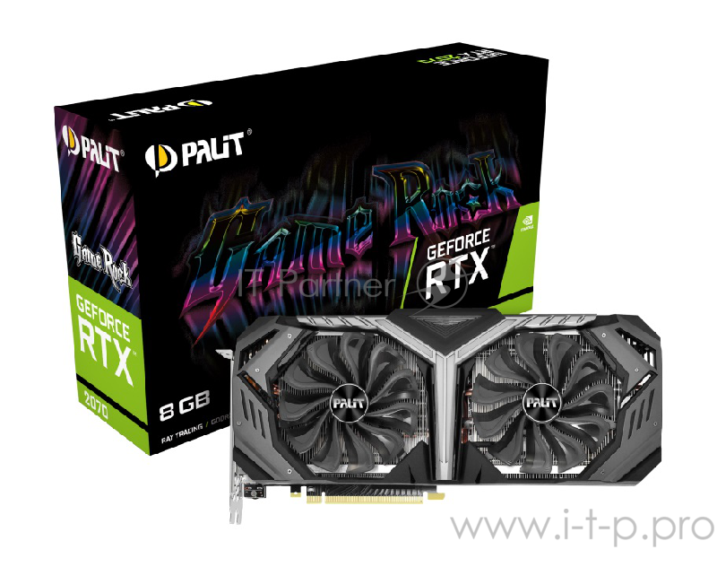 Видеокарта Palit GeForce RTX 2070 GameRock 8ГБ (GeForce RTX 2070, DDR6, HDMI, 3xDP, USB-C) (PCI-E)