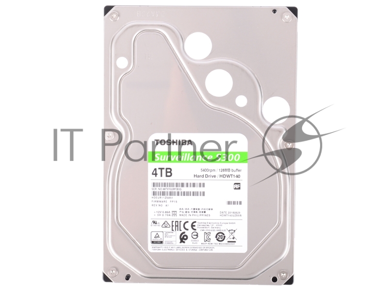 Жесткий диск Toshiba SATA-III 4Tb HDWT140UZSVA Surveillance S300 (7200rpm) 128Mb 3.5