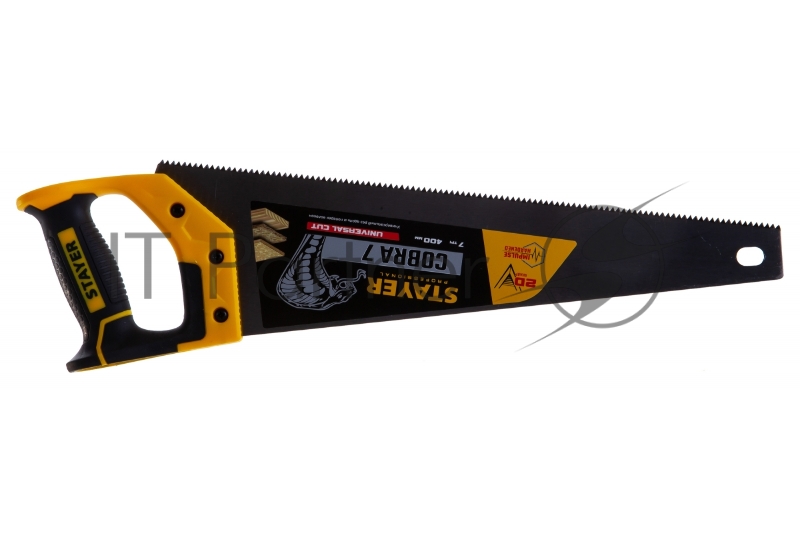 Ножовка универсальная (пила) Cobra 7 400 мм, 7 TPI, универс. зуб, рез вдоль и поперек волокон, для средних заготовок, фанеры, ДСП, МДФ, STAYER