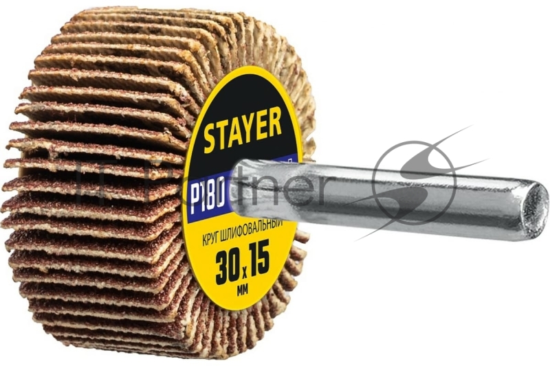 Круг шлифовальный STAYER лепестковый, на шпильке, P180, 30х15 мм