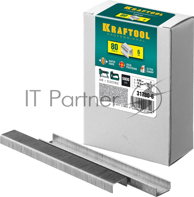 Скобы для степлера KRAFTOOL 6 мм, тонкие широкие тип 80, 5000 шт