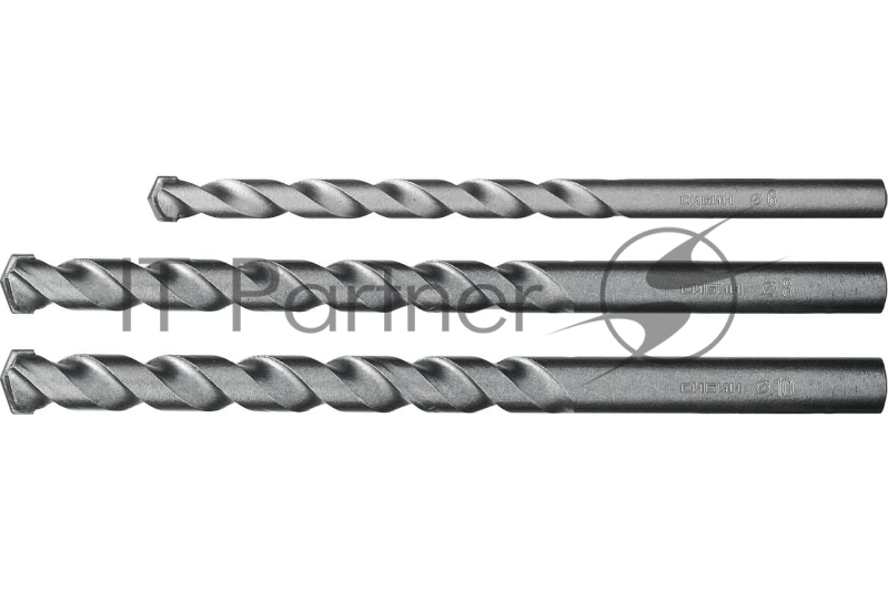 Набор сверл по бетону СИБИН 3 шт: d 6-8-10 мм