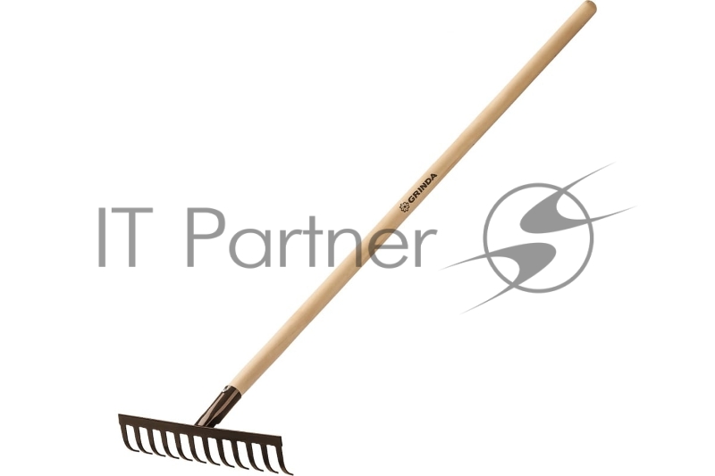 Грабли садовые GRINDA 12 прямых зубьев, 310х80х1300 мм, с деревянным черенком