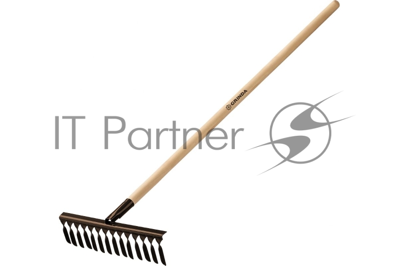 Грабли садовые GRINDA 14 витых зубьев, 444х95х1300 мм, с деревянным черенком