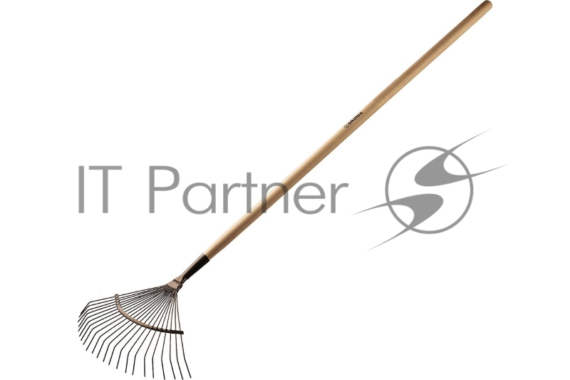 Грабли садовые веерные GRINDA 22 круглых зубца, 400х260х1500 мм, с деревянным черенком