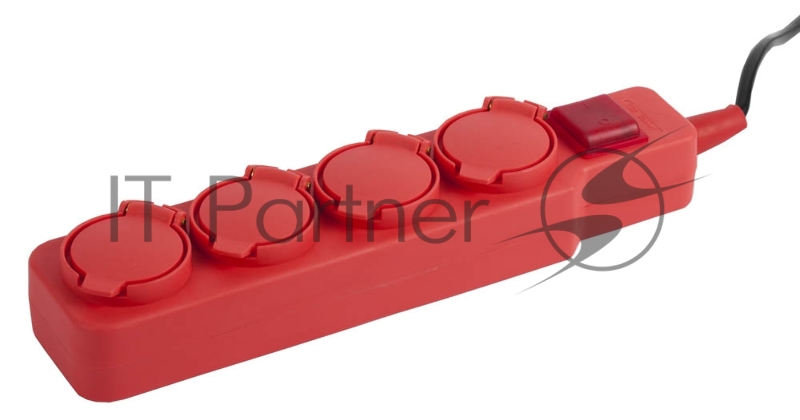 Удлинитель СВЕТОЗАР электрический с заземлением, выключатель, евро, 4 гнезда, с крышками, 3м