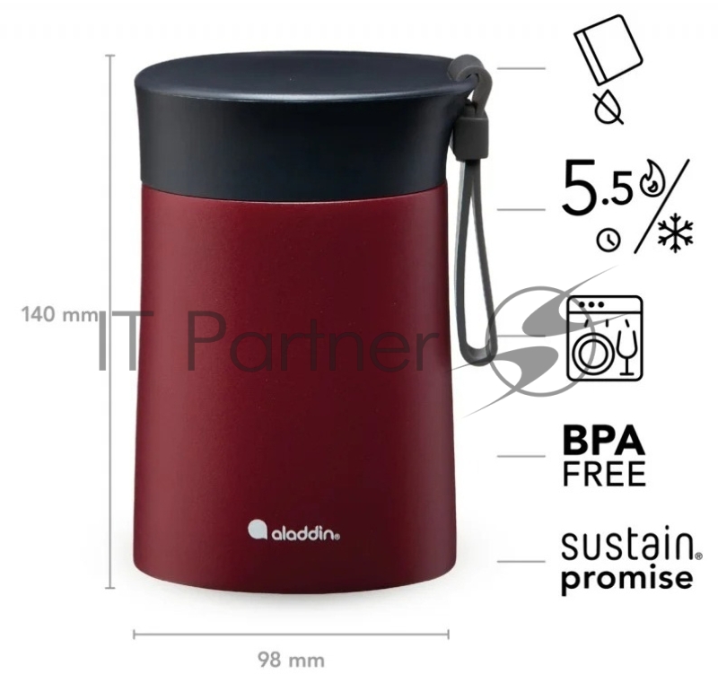 Термос для еды Stanley Aladdin Bistro Thermavac 0.4л. бордовый/черный (10-10495-002)