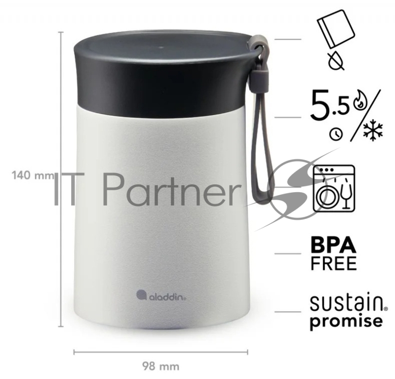 Термос для еды Stanley Aladdin Bistro Thermavac 0.4л. светло-серый/черный (10-10495-003)