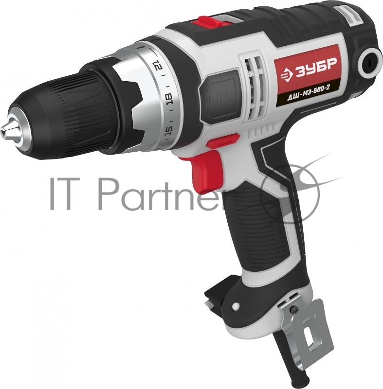 Дрель-шуруповерт сетевая ЗУБР ДШ-М3-500-2, 500 Вт, 0-450/0-1800 об/мин